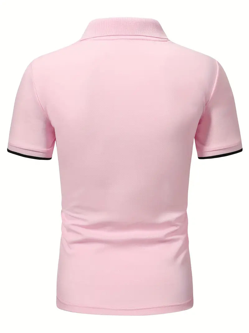 Polo Slim Fit à manches courtes pour hommes, avec un col classique et un motif à rayures verticales stylisé