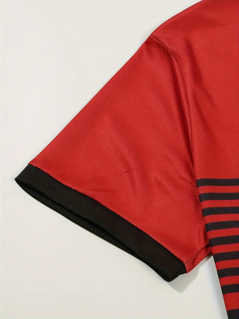 Camisa Polo Masculina - Ajuste Slim - Design Listrado - Manga Curta para Uso Casual