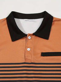Camisa Polo Masculina - Ajuste Slim - Design Listrado - Manga Curta para Uso Casual