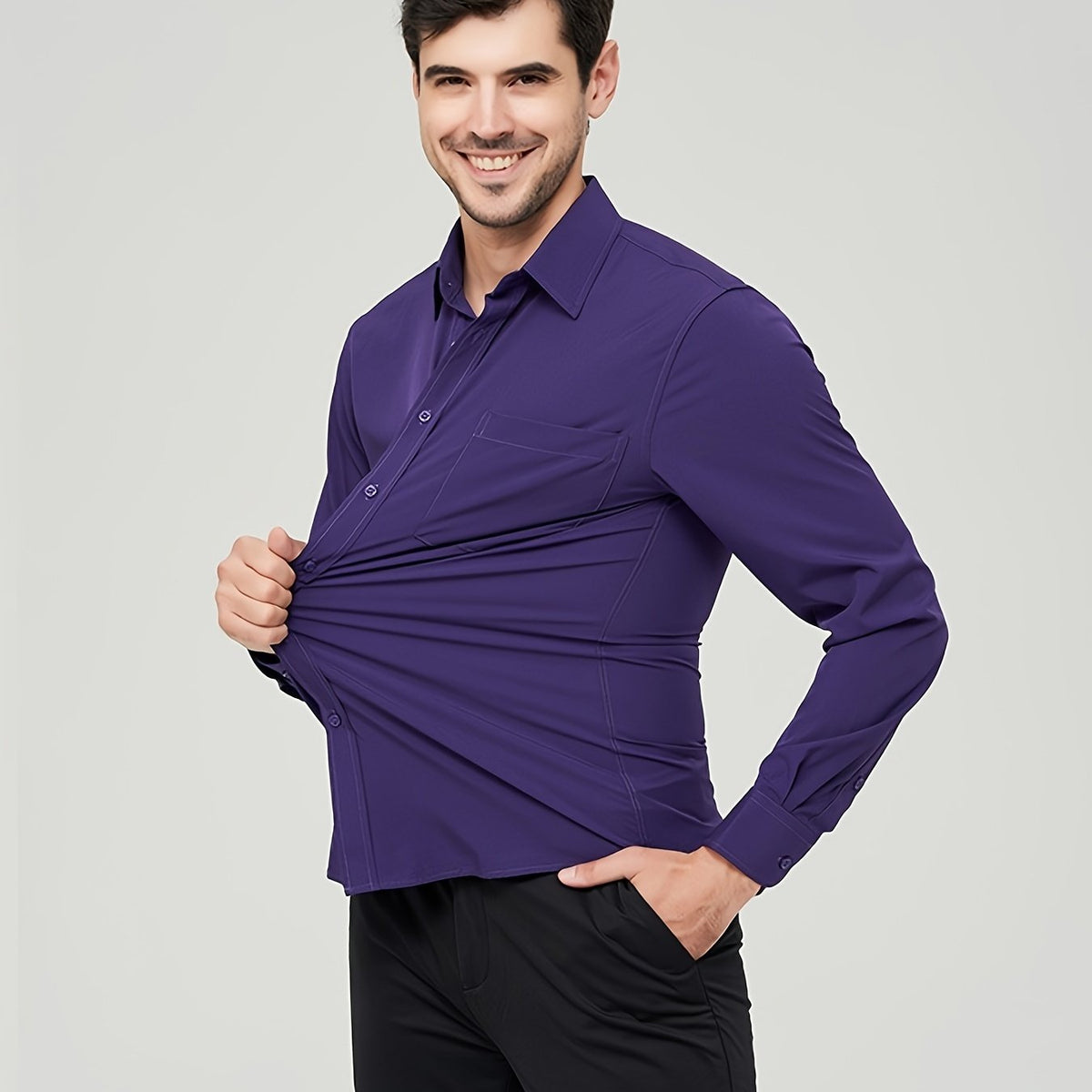 Camisole de vêtement pour homme - Algon transpirable - Corte moderno - Manga larga con botón