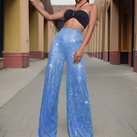 Élégant pantalon de soirée à taille haute pour femmes, avec des jambes larges pour un look élégant