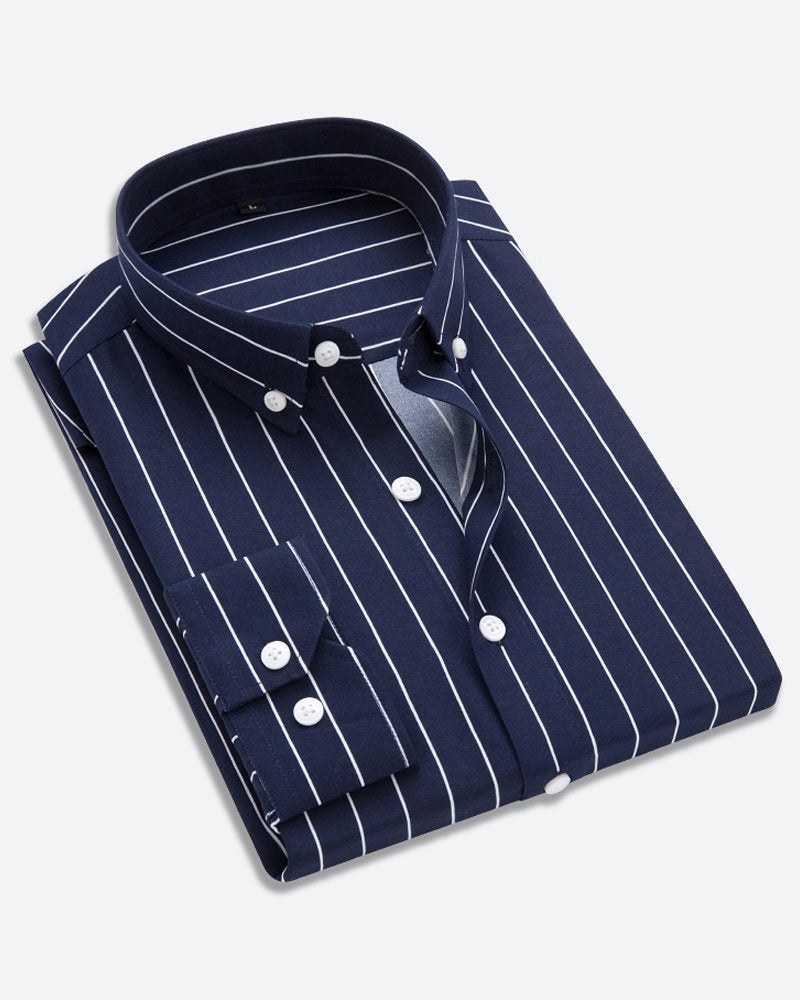 Camisole pour homme - Manga larga - Corte clásico - Rayas - Puños de botones - Formalidad empresarial