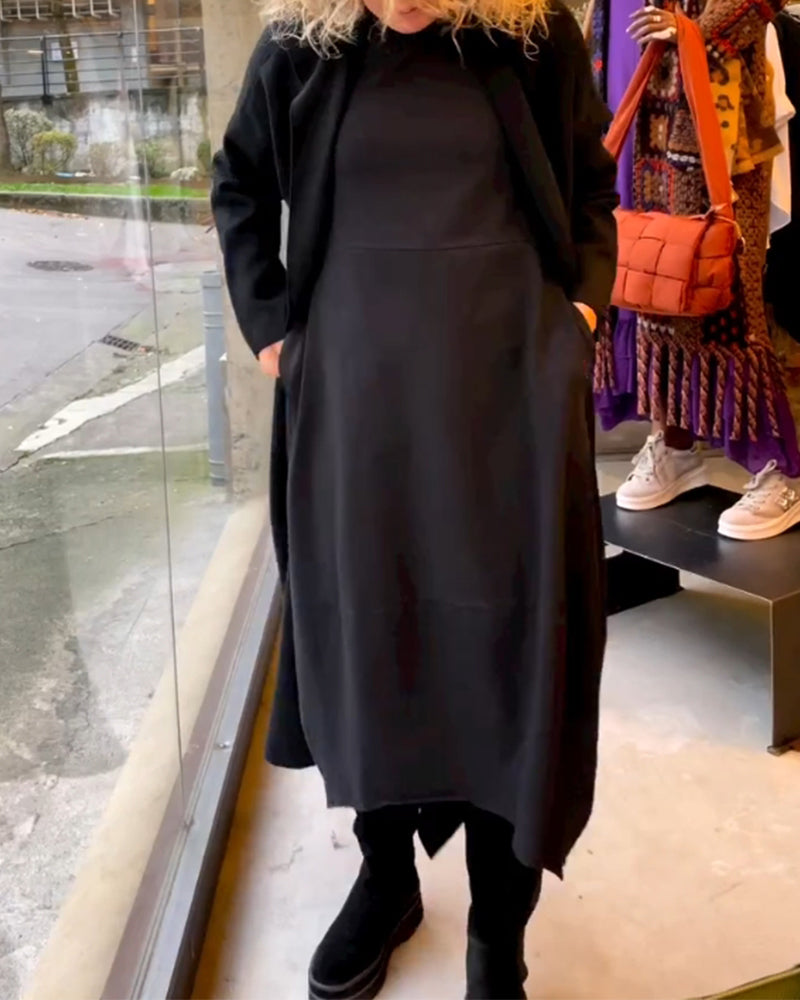 Robe élégante unie en polyester respirant pour un look sophistiqué