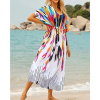 Kaftan élégant pour femmes - Couverture de plage légère et fluide à col en V pour un style estival confortable