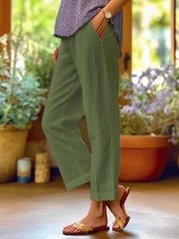 Pantalon élégant en lin pour femme - confortable et respirant, vêtements décontractés pour tous les jours, pantalon simple élégant