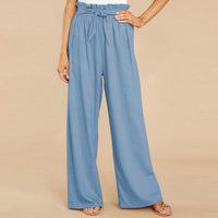 Pantalon à jambe large élégant avec ceinture souple confortable pour femmes
