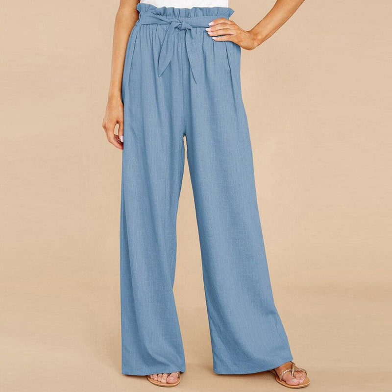 Pantalon à jambe large élégant avec ceinture souple confortable pour femmes