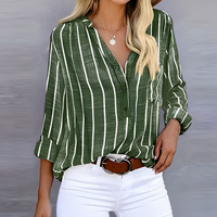 Elégante blouse rayée à manches longues pour femmes, parfait top stylé