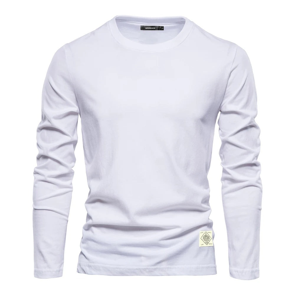 Camisa de manga larga de color sólido para hombre