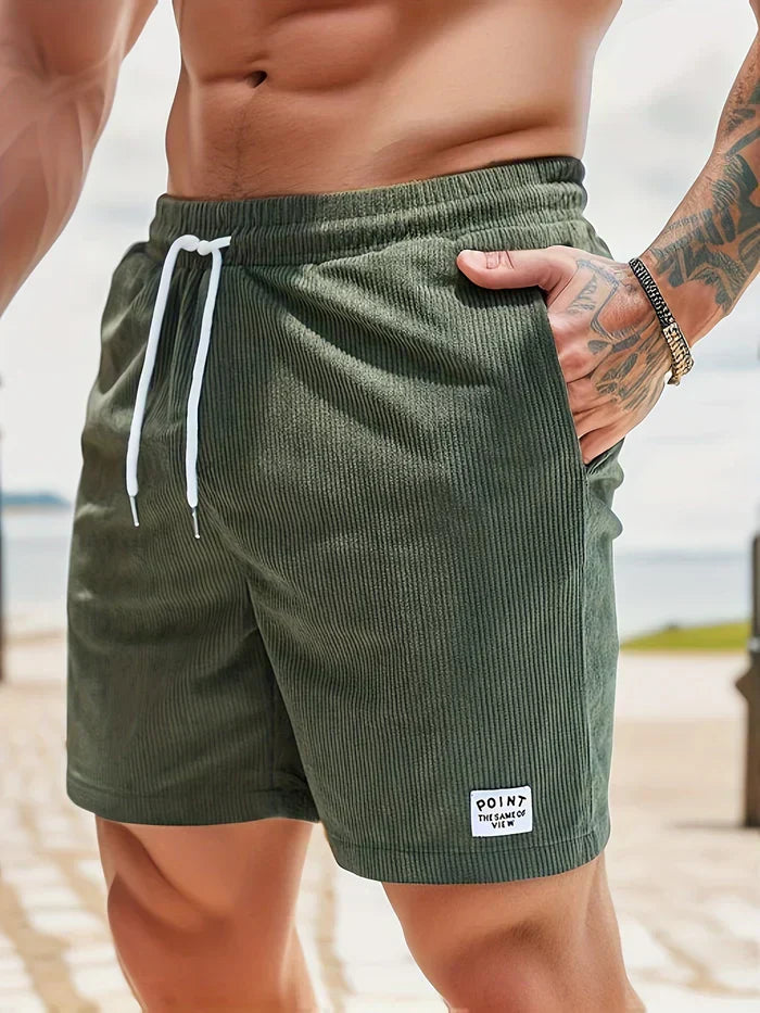 Shorts décontractés pour hommes avec taille élastique, cordon ajustable et tissu texturé
