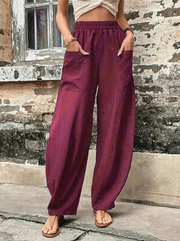 Pantalon élégant à taille haute pour femme - Coupe ample pour un look élégant
