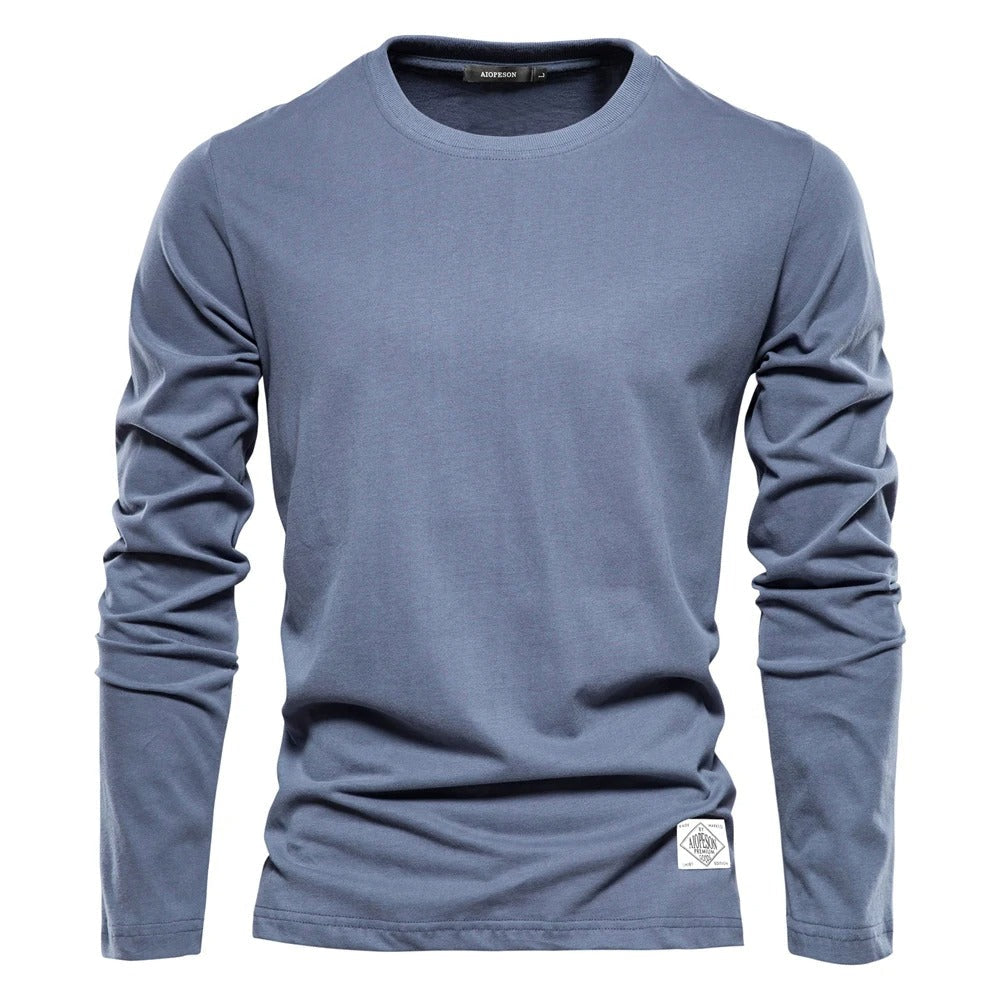 Camisa de manga larga de color sólido para hombre