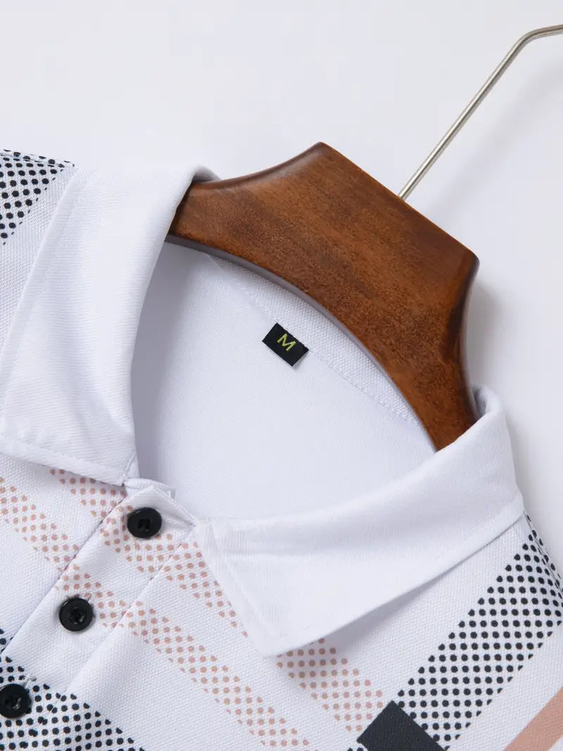 Polo à carreaux stylisé pour hommes - Slim Fit Short Sleeve Casual Classic