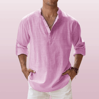 Chemise Henley pour hommes en cuir de lin - Forme allongée, coupe ajustée pour un style plus léger