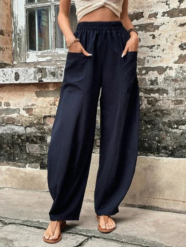 Pantalon élégant à taille haute pour femme - Coupe ample pour un look élégant
