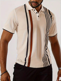 Polo Slim Fit à manches courtes pour hommes, avec un col classique et un motif à rayures verticales stylisé