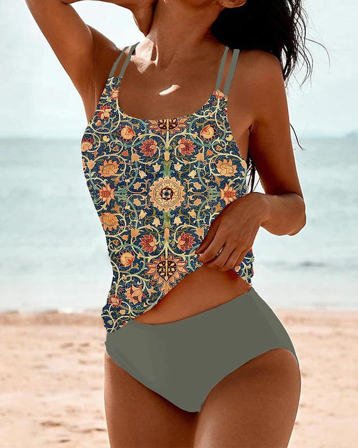 Maillot de bain tankini imprimé pour femmes