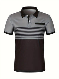 Camisa Polo Masculina - Ajuste Slim - Design Listrado - Manga Curta para Uso Casual