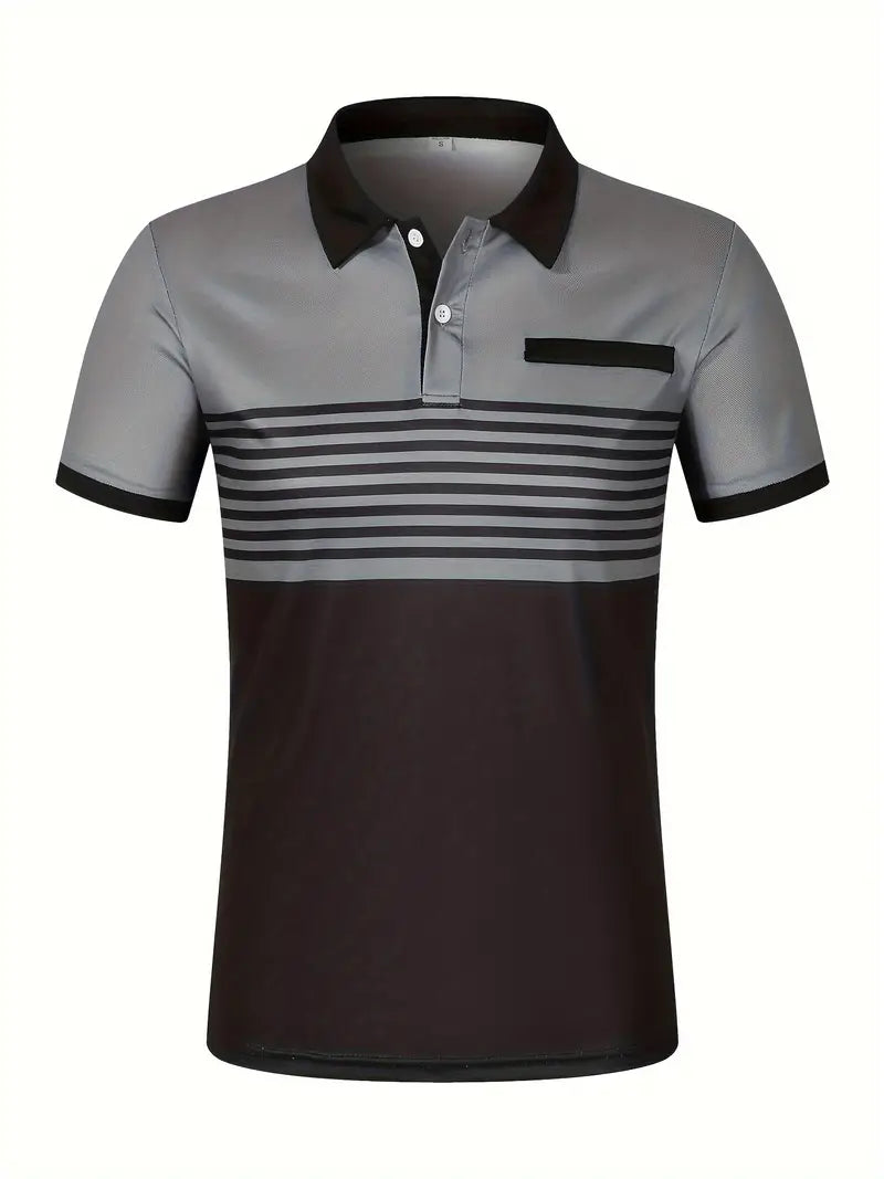 Camisa Polo Masculina - Ajuste Slim - Design Listrado - Manga Curta para Uso Casual
