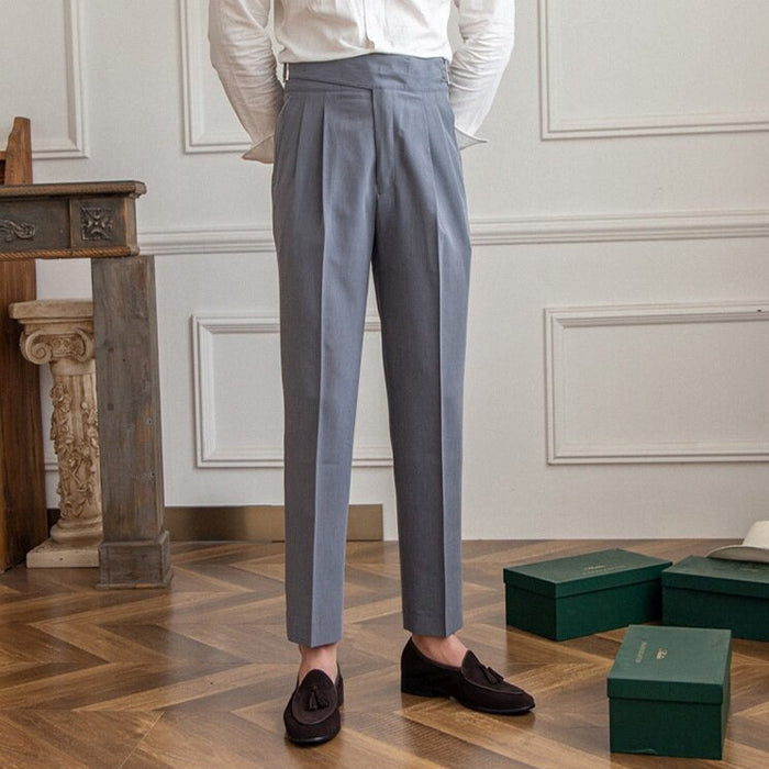 Gurkha Trousers for Men - Pantalon boutonné élégant à taille haute et à plis