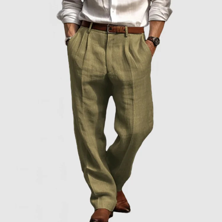 Pantalon de loisir élégant pour homme en coton et lin confortables - Adriano