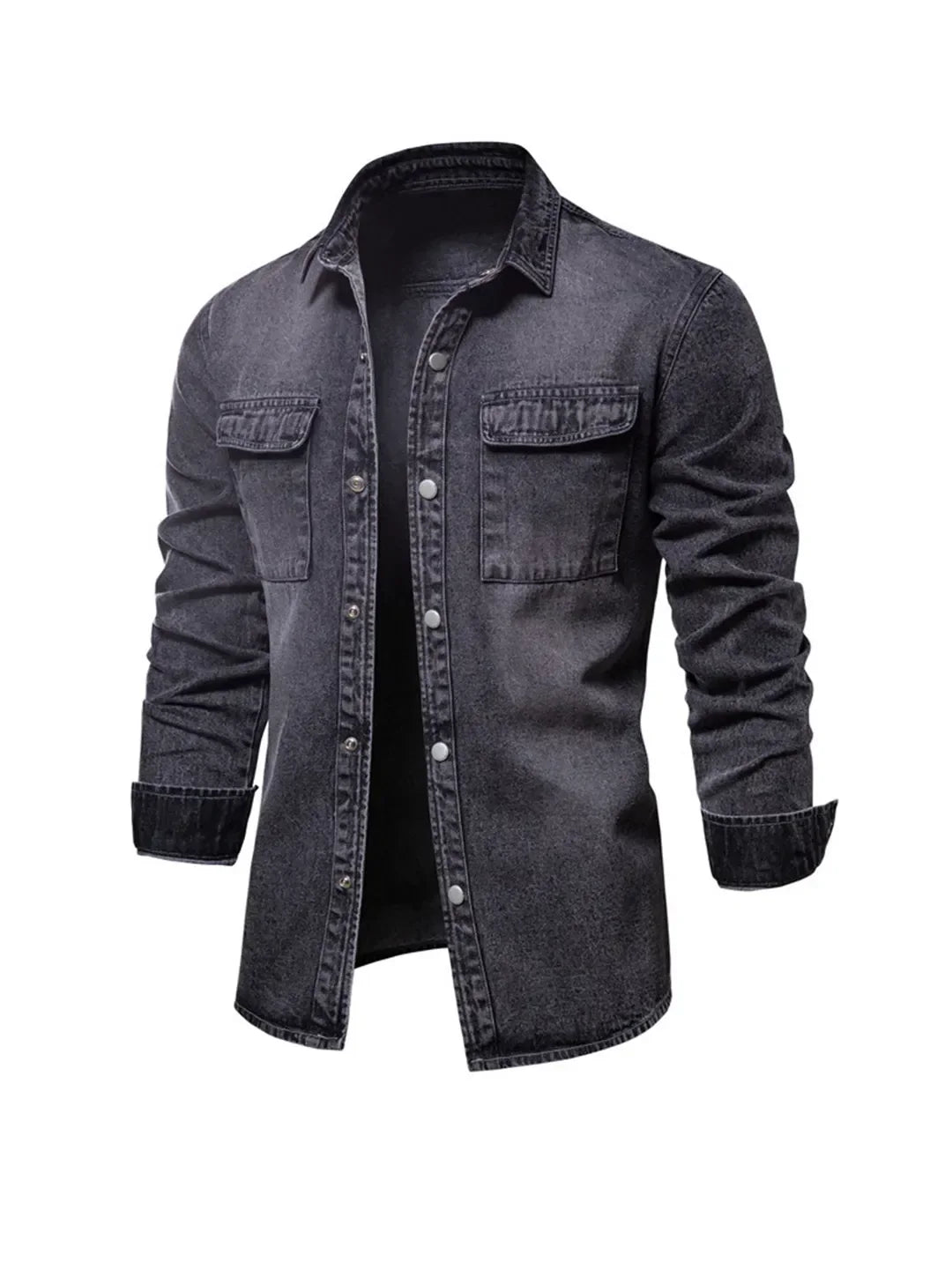 Chemise en jean décontractée pour homme à manches longues