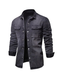 Chemise en jean décontractée pour homme à manches longues