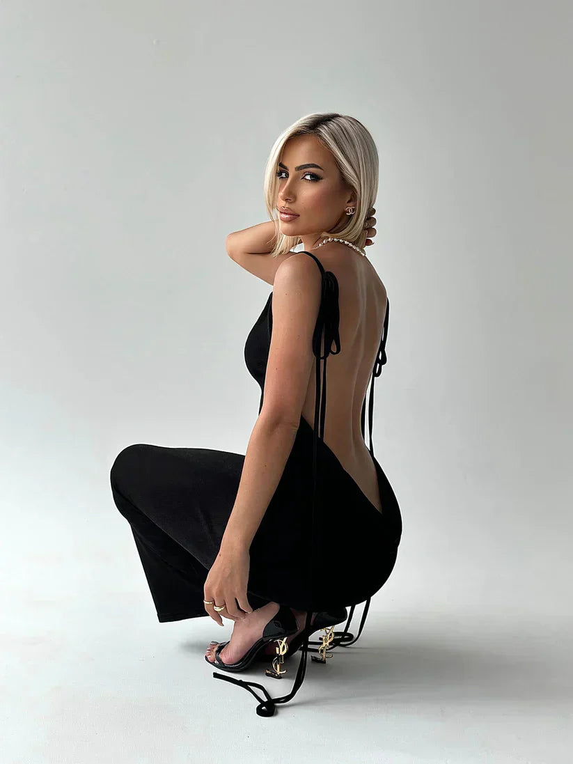 Jumpsuit pour femmes - Élégant dos nu - Détail de shoulder noué - Coupe flatteuse