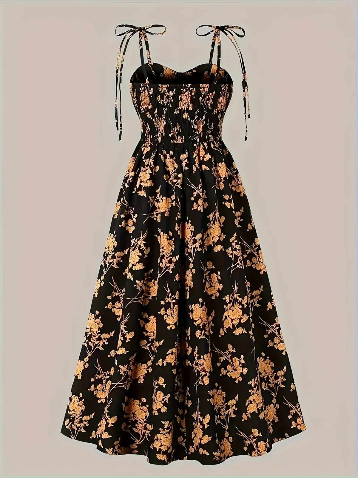 Robe midi florale à bretelles nouées pour femmes