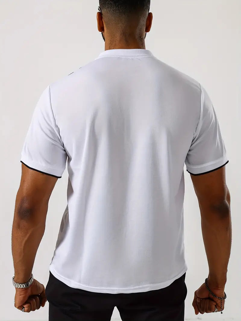 Polo Slim Fit à manches courtes pour hommes, avec un col classique et un motif à rayures verticales stylisé