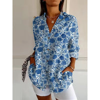 Élégante blouse à manches longues avec imprimé floral - parfaite tenue légère pour une journée décontractée