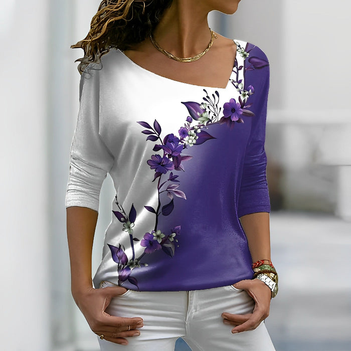 T-shirt à fleurs pour femmes - Look chic et décontracté avec manches longues pour tous les jours