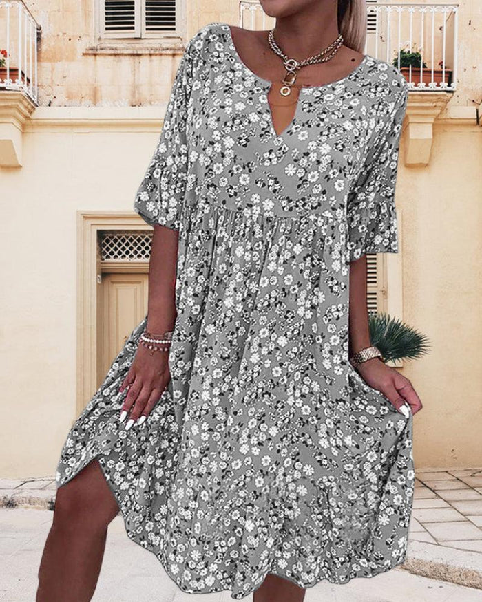 Robe Midi Fleuri pour Femmes - Élégante et Légère