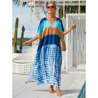 Kaftan élégant pour femmes - Couverture de plage légère et fluide à col en V pour un style estival confortable