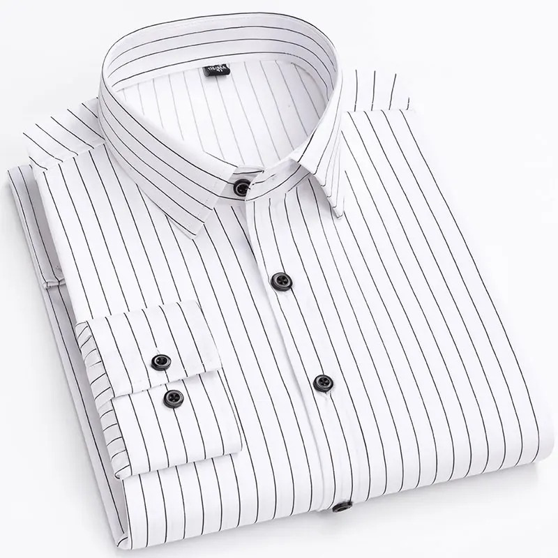 Chemise classique pour homme à manches longues avec poche sur la poitrine