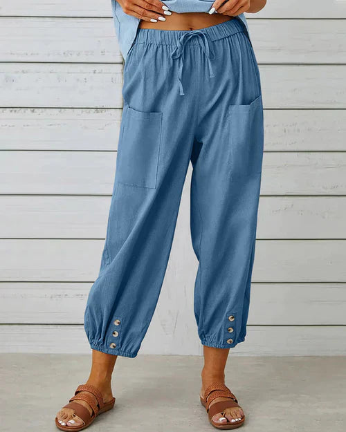 Pantalon à jambes larges pour femmes - Tissu doux et confortable pour un look profilé et décontracté