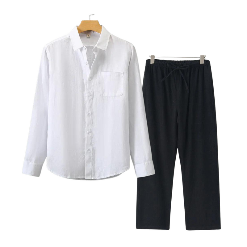 Ian | Combinaison élégante de lin et de manches longues pour un look élégant