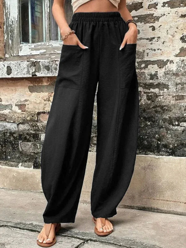 Pantalon élégant à taille haute pour femme - Coupe ample pour un look élégant