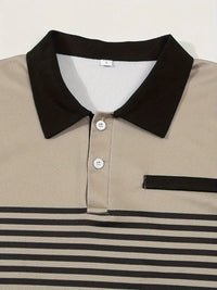 Camisa Polo Masculina - Ajuste Slim - Design Listrado - Manga Curta para Uso Casual