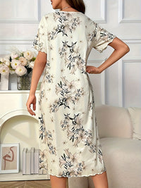 Robe midi florale à manches courtes pour femmes - Élégance et confort assurés