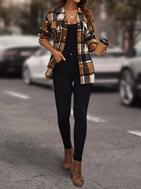 Chemise à manches longues à carreaux de couleurs mélangées - parfaite pour les femmes, surchemise polyvalente