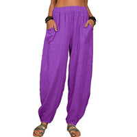 Pantalon en lin pour femme, coupe ample - Pantalon confortable et élégant pour femme