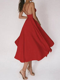 Robe Fendue pour Femmes - Dos Croisé Élégant - Bustier Sans Manches - Jupe Mi-Longue Fluide