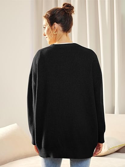 Cardigan surdimensionné pour femmes avec col en V et fermeture à boutons pour un look élégant et confortable