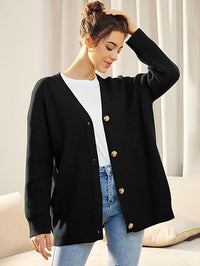 Cardigan surdimensionné pour femmes avec col en V et fermeture à boutons pour un look élégant et confortable