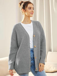 Cardigan surdimensionné pour femmes avec col en V et fermeture à boutons pour un look élégant et confortable