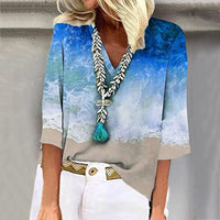 Chemise de plage décontractée et élégante pour les femmes, avec un motif de vagues très tendance