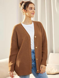 Cardigan surdimensionné pour femmes avec col en V et fermeture à boutons pour un look élégant et confortable