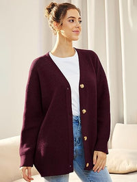 Cardigan surdimensionné pour femmes avec col en V et fermeture à boutons pour un look élégant et confortable