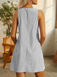 Robe d'été sans manches à rayures avec poches pour femmes